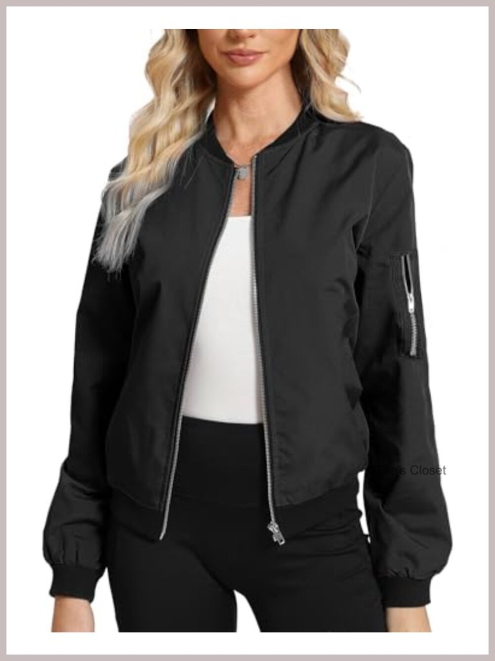 Lightweight Windproof Water-Resistant Bomber Jacket with Pockets